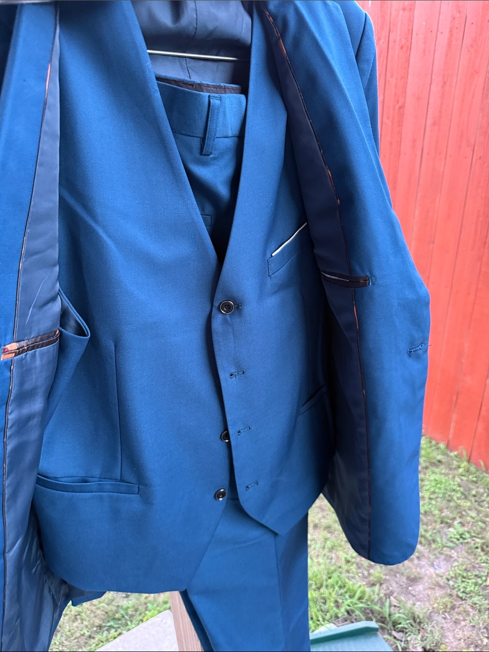 Men's Teal Blue Two-Piece Single-Breasted Suit size M - Picture 3 of 7